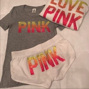 PINK VS Bling White Ombré Rhinestone RARE Outfit